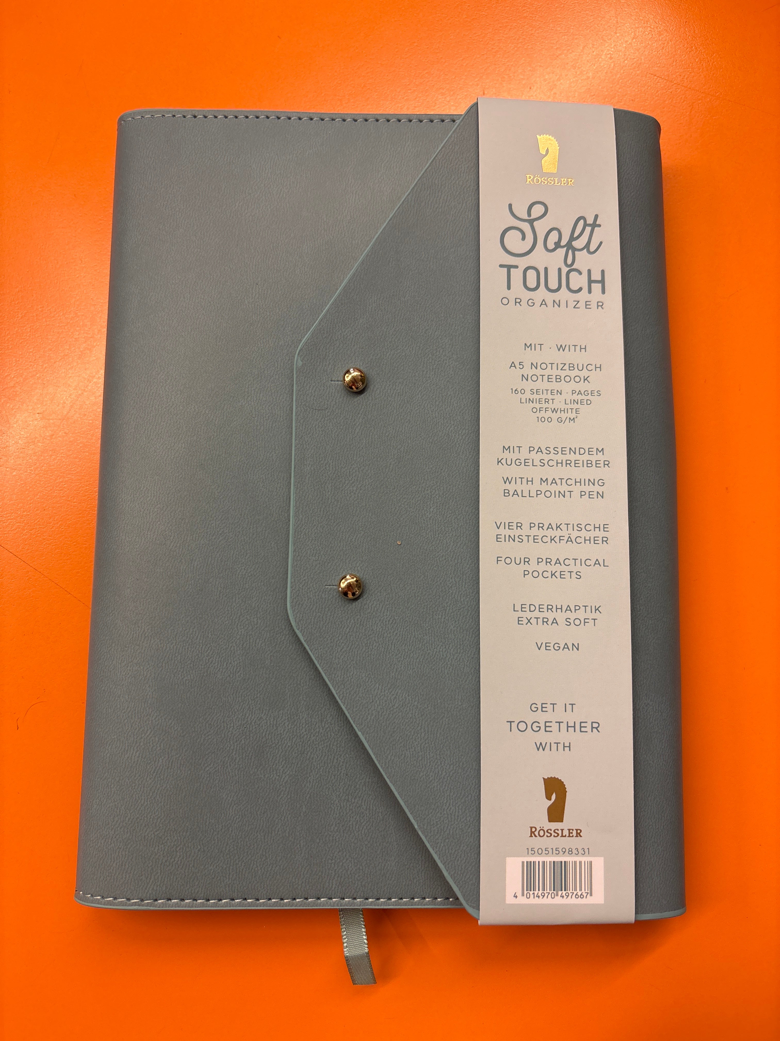 Organizer Soft Touch Azzurro Rossler  – Porta Taccuino A5 Elegante e Riutilizzabile