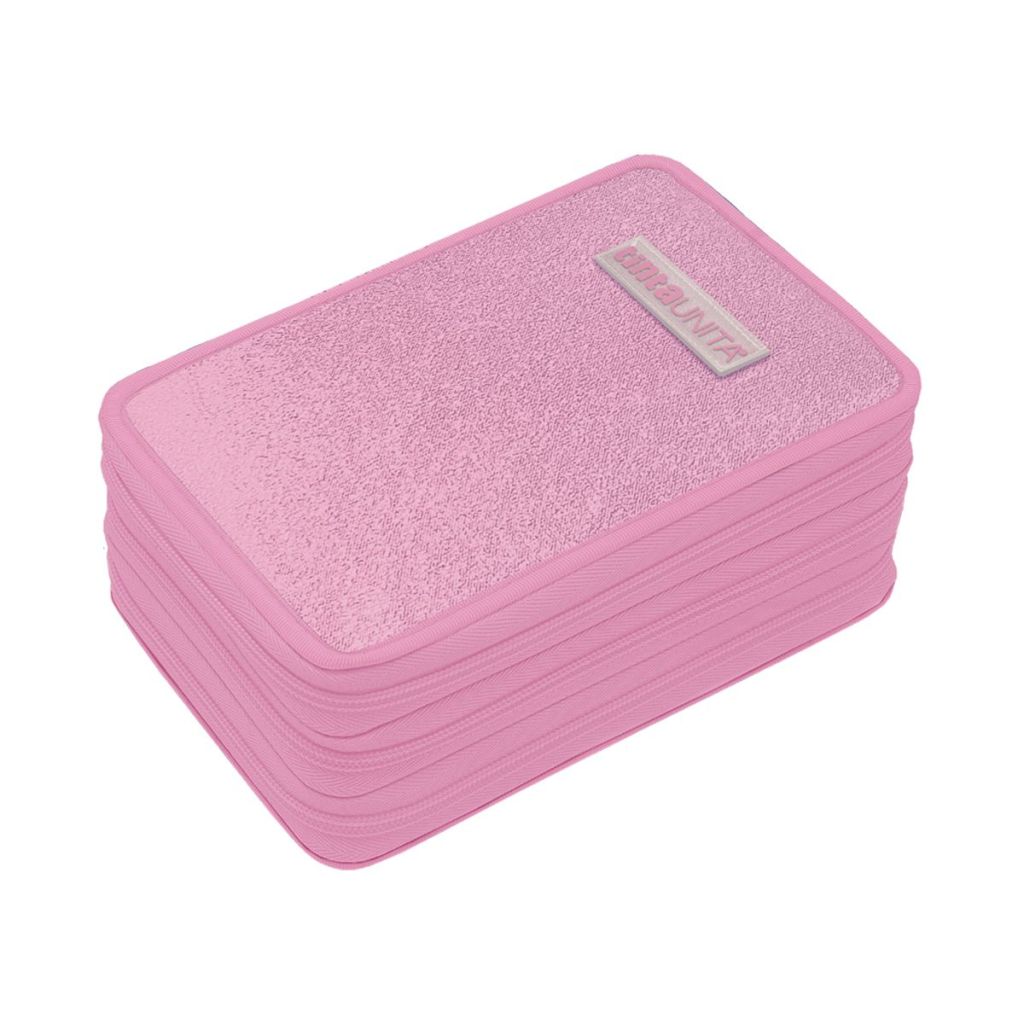 Astuccio 3 zip Glamour Rosa - Tinta Unita