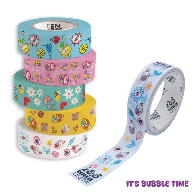 Set Washi Tape Bubble Tea Tinta Unita - Decora i tuoi appunti