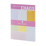 Weekly planner cartaceo con layout settimanale colorato
