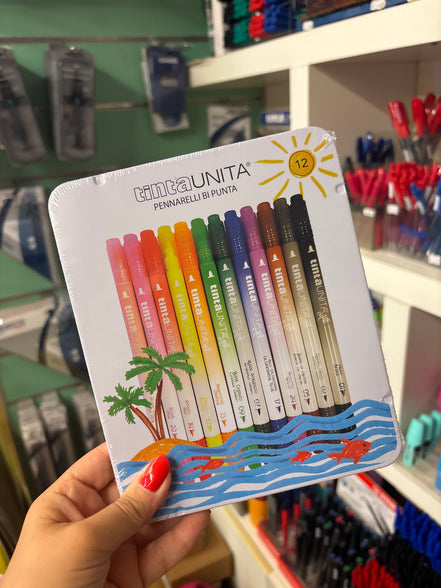 Brush bi punta scatola metallo da 12 - Tinta Unita