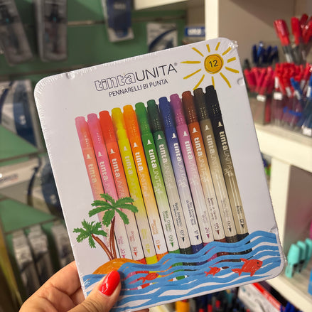 Brush bi punta scatola metallo da 12 - Tinta Unita