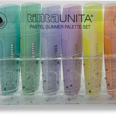 Set 6 evidenziatori glitterati pastell - Tinta Unita
