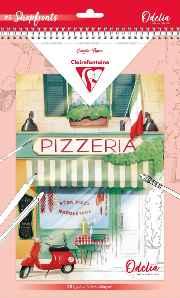 Album da colorare A4 Odelia ShopFronts - Colora, rilassati e crea opere uniche