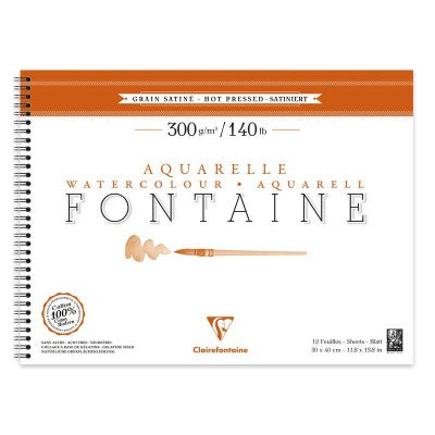 Album spiralato per acquarello 12 fogli 300g/mq 30x40 cm Claire Fontaine