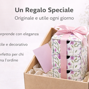 Cassettiera da scrivania a 3 cassetti con design floreale presentata come idea regalo, confezionata in modo elegante e ideale per chi ama ordine e decorazione
