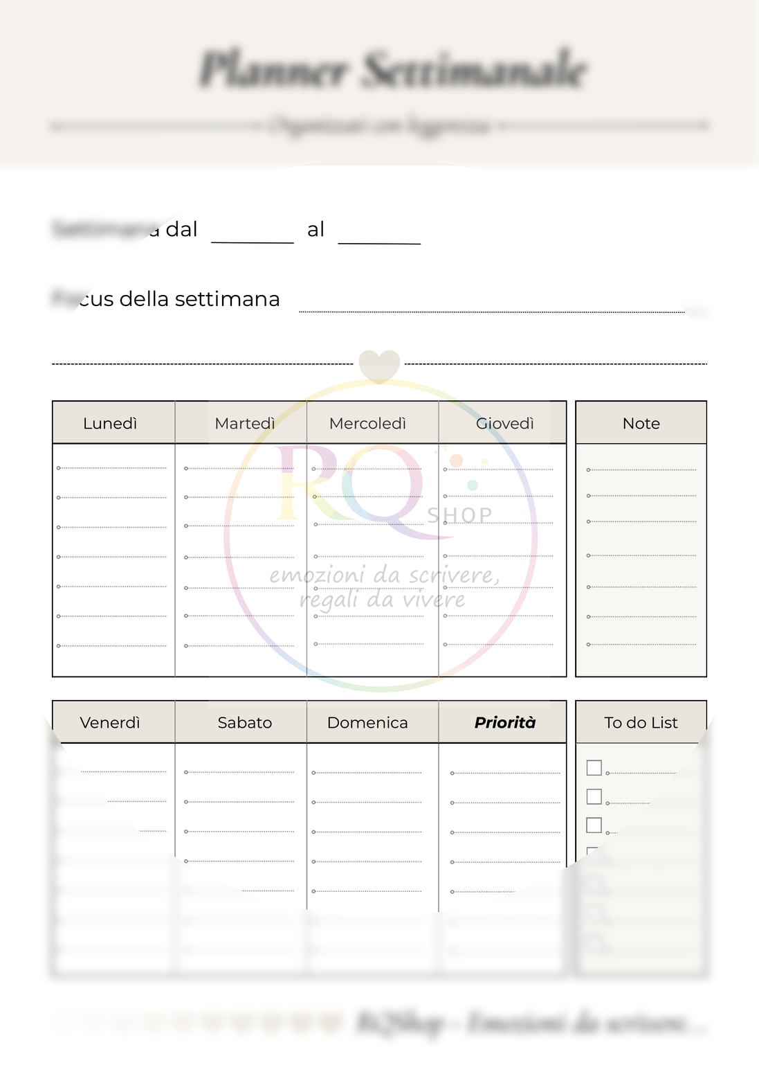 Planner Settimanale - Organizzati con leggerezza